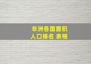 非洲各国面积人口排名 表格